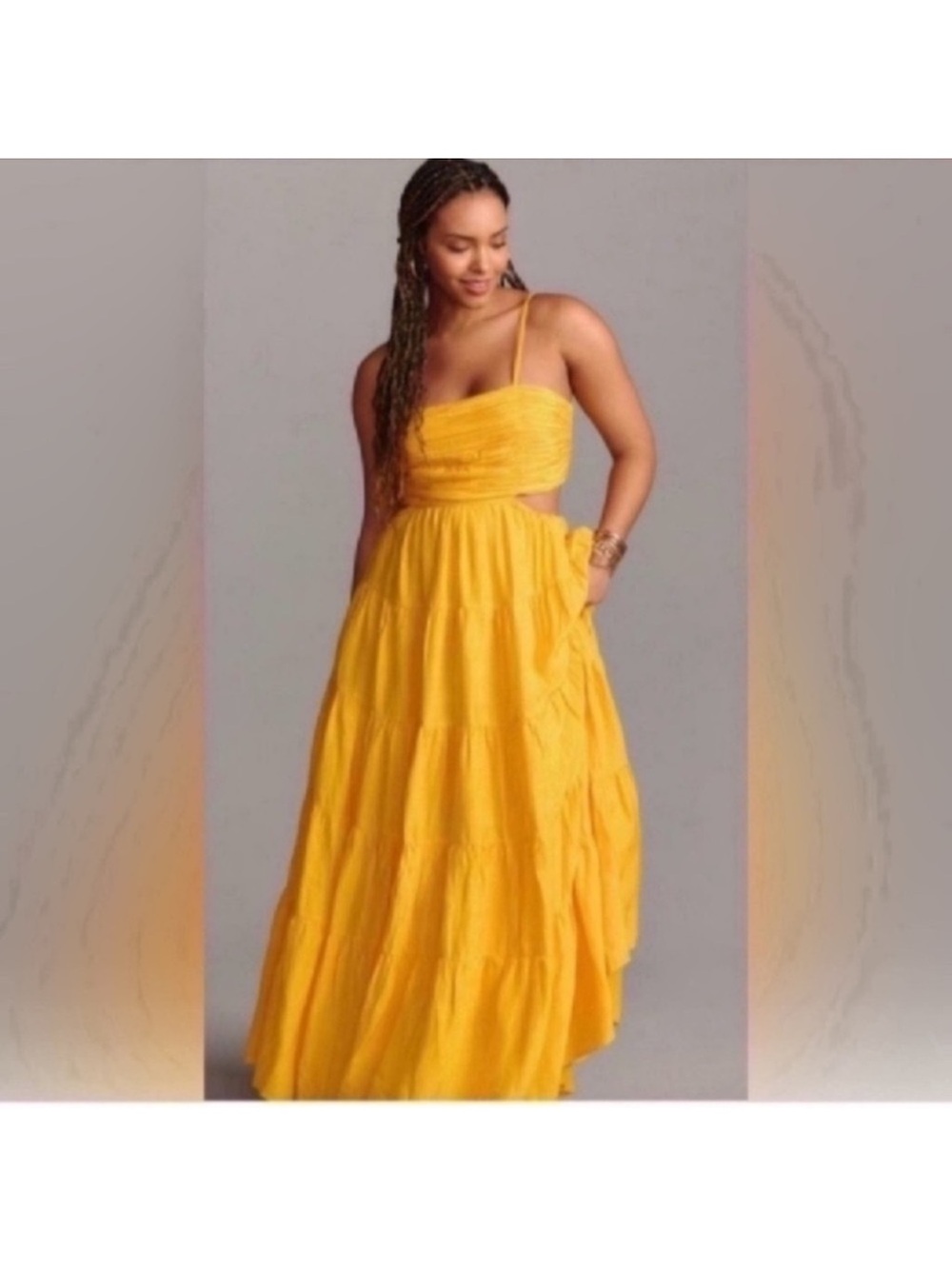 Anthropologie Let Me Be Cutout Maxi Mango Dress s L
